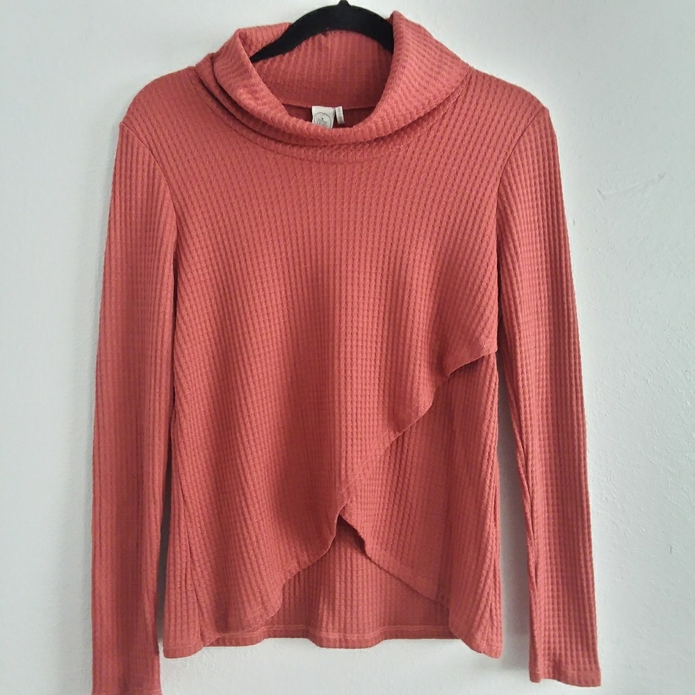 PAPER CRANE Orange Long Sleeve Layered Turtle Neck